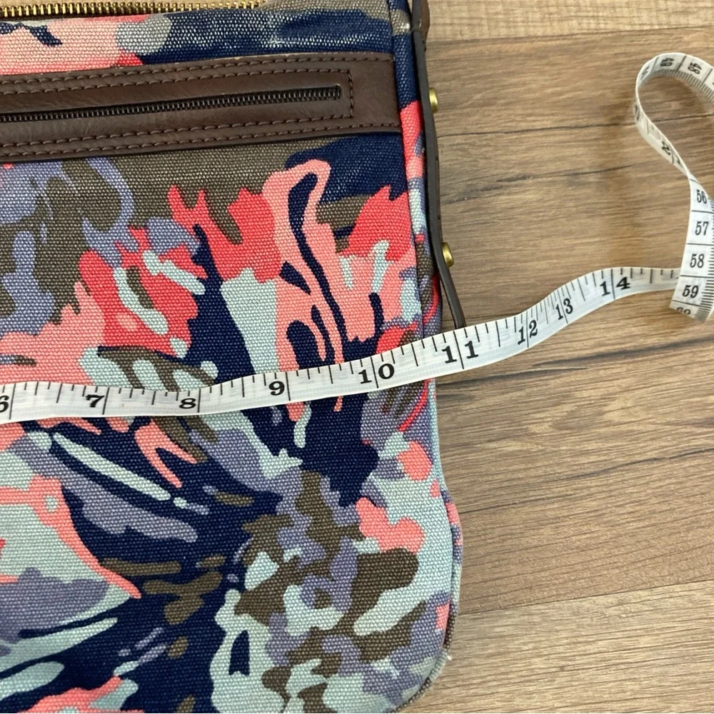 Fossil Jenna Floral Crossbody Canvas Leather Bag Blue Multicolor